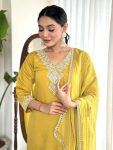 NEW ARRIVAL VISCOSE CHANDERI SEQUENCE EMBROIDERY WORK TOP BOTTOM WITH DUPATTA FESTIVE WEAR WHOLESALE PRICE ETHNIC GARMENT (5)