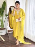 NEW ARRIVAL VISCOSE CHANDERI SEQUENCE EMBROIDERY WORK TOP BOTTOM WITH DUPATTA FESTIVE WEAR WHOLESALE PRICE ETHNIC GARMENT (5)