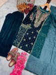 NEW ARRIVAL VISCOSE VELVET EMBROIDERY SEQUENCE MOTI WORK TOP PALAZZO WITH DUPATTA PARTY WEAR WHOLESALE PRICE ETHNIC GARMENT (7)