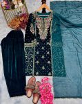 NEW ARRIVAL VISCOSE VELVET EMBROIDERY SEQUENCE MOTI WORK TOP PALAZZO WITH DUPATTA PARTY WEAR WHOLESALE PRICE ETHNIC GARMENT (7)