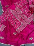 RICH LOOK DOLA SILK EMBROIDERY CODING WORK SAREE WITH UNSTITCHED BLOUSE AND STITCHED KOTI PARTY WEAR WHOLESALE PRICE ETHNIC GARMENT (2)