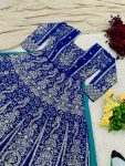 RICH LOOK FAUX GEORGETTE EMBROIDERY SEQUENCE WORK STITCHED TOP SEMI STITCHED LEHENGA WITH DUPATTA WEDDING WEAR WHOLESALE PRICE ETHNIC GARMENT (15)