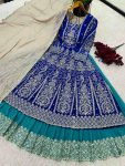 RICH LOOK FAUX GEORGETTE EMBROIDERY SEQUENCE WORK STITCHED TOP SEMI STITCHED LEHENGA WITH DUPATTA WEDDING WEAR WHOLESALE PRICE ETHNIC GARMENT (15)