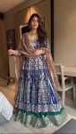 RICH LOOK FAUX GEORGETTE EMBROIDERY SEQUENCE WORK STITCHED TOP SEMI STITCHED LEHENGA WITH DUPATTA WEDDING WEAR WHOLESALE PRICE ETHNIC GARMENT (15)