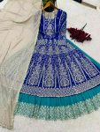RICH LOOK FAUX GEORGETTE EMBROIDERY SEQUENCE WORK STITCHED TOP SEMI STITCHED LEHENGA WITH DUPATTA WEDDING WEAR WHOLESALE PRICE ETHNIC GARMENT (15)