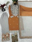 RICH LOOK FAUX GEORGETTE EMBROIDERY SEQUENCE WORK TOP BOTTOM WITH DUPATTA FESTIVE WEAR WHOLESALE PRICE ETHNIC GARMENT (10)