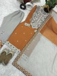 RICH LOOK FAUX GEORGETTE EMBROIDERY SEQUENCE WORK TOP BOTTOM WITH DUPATTA FESTIVE WEAR WHOLESALE PRICE ETHNIC GARMENT (10)