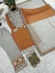 RICH LOOK FAUX GEORGETTE EMBROIDERY SEQUENCE WORK TOP BOTTOM WITH DUPATTA FESTIVE WEAR WHOLESALE PRICE ETHNIC GARMENT (10)