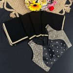 RICH LOOK FAUX GEORGETTE LACE BORDER WORK SAREE WITH STITCHED BLOUSE CASUAL WEAR WHOLESALE PRICE ETHNIC GARMENT (1)