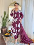 RICH LOOK FRENCH CREPE DIGITAL PRINTED TOP BOTTOM WITH DUPATTA CASUAL WEAR WHOLESALE PRICE ETHNIC GARMENT (5)