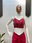 RICH LOOK FRENCH SILK SEQUENCE EMBROIDERY WORK DRAPE SKIRT TUBE BLOUSE WITH SHRUG PARTYWEAR WHOLESALE PRICE ETHNIC GARMENT (5)