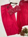 RICH LOOK FRENCH SILK SEQUENCE EMBROIDERY WORK DRAPE SKIRT TUBE BLOUSE WITH SHRUG PARTYWEAR WHOLESALE PRICE ETHNIC GARMENT (5)