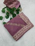 RICH LOOK GEORGETTE CODING SEQUENCE ZARI EMBROIDERY WORK SAREE WITH UNSTITCHED BLOUSE WEDDING WEAR WHOLESALE PRICE ETHNIC GARMENT (2)