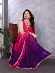 RICH LOOK GEORGETTE EMBROIDERY WORK LACE BORDER SAREE WITH UNSTITCHED BLOUSE CASUAL WEAR WHOLESALE PRICE ETHNIC GARMENT (5)