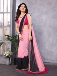 RICH LOOK GEORGETTE EMBROIDERY WORK LACE BORDER SAREE WITH UNSTITCHED BLOUSE BABY PINK
