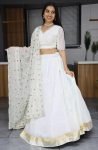 RICH LOOK GEORGETTE PLAIN WITH GOTA PATTI LACE WORK STITCHED LEHENGA WITH UNSTICHED BLOUSE WEDDING WEAR WHOLESALE PRICE ETHNIC GARMENT (3)
