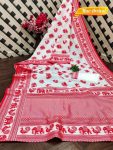 RICH LOOK LINEN COTTON MANIPURI PATTERN THREAD WORK SAREE WITH UNSTITCHED BLOUSE FESTIVE WEAR WHOLESALE PRICE ETHNIC GARMENT (4)