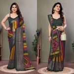 RICH LOOK MOSS SILK DIGITAL PRINTED AND FOIL WORK SAREE WITH UNSTITCHED BLOUSE CASUAL WEAR WHOLESALE PRICE ETHNIC GARMENT (5)