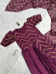 RICH LOOK RANGOLI FOIL PRINTED GOWN SAREE WITH ATTACHED DUPATTA PARTY WEAR WHOLESALE PRICE ETHNIC GARMENT (18)