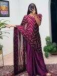 RICH LOOK RANGOLI FOIL PRINTED GOWN SAREE WITH ATTACHED DUPATTA PARTY WEAR WHOLESALE PRICE ETHNIC GARMENT (18)