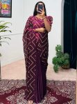 RICH LOOK RANGOLI FOIL PRINTED GOWN SAREE WITH ATTACHED DUPATTA PARTY WEAR WHOLESALE PRICE ETHNIC GARMENT (18)