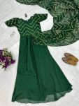 RICH LOOK RANGOLI FOIL PRINTED GOWN SAREE WITH ATTACHED DUPATTA PARTY WEAR WHOLESALE PRICE ETHNIC GARMENT (22)