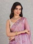 RICH LOOK SOFT BURBERRY JIMMY CHOO EMBROIDERY SEQUENCE WORK SAREE WITH UNSTITCHED BLOUSE FESTIVE WEAR WHOLESALE PRICE ETHNIC GARMENT (4)