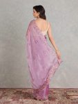 RICH LOOK SOFT BURBERRY JIMMY CHOO EMBROIDERY SEQUENCE WORK SAREE WITH UNSTITCHED BLOUSE FESTIVE WEAR WHOLESALE PRICE ETHNIC GARMENT (4)