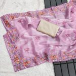 RICH LOOK SOFT BURBERRY JIMMY CHOO EMBROIDERY SEQUENCE WORK SAREE WITH UNSTITCHED BLOUSE FESTIVE WEAR WHOLESALE PRICE ETHNIC GARMENT (4)