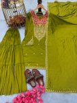 RICH LOOK VICHITRA SILK EMBROIDERY SEQUENCE AND CODING WORK TOP SHARARA WITH DUPATTA PARTY WEAAR WHOLESALE PRICE ETHNIC GARMENT (1)