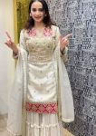 RICH LOOK VICHITRA SILK EMBROIDERY SEQUENCE AND CODING WORK TOP SHARARA WITH DUPATTA WEDDING WEAR WHOLESALE PRICE ETHNIC GARMENT (2)