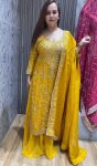 RICH LOOK VICHITRA SILK EMBROIDERY SEQUENCE WORK WITH REAL MIRROR TOP PALAZZO WITH DUPATTA FESTIVE WEAR WHOLESALE PRICE ETHNIC GARMENT (9)