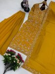 RICH LOOK VICHITRA SILK EMBROIDERY SEQUENCE WORK WITH REAL MIRROR TOP PALAZZO WITH DUPATTA FESTIVE WEAR WHOLESALE PRICE ETHNIC GARMENT (9)