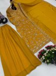 RICH LOOK VICHITRA SILK EMBROIDERY SEQUENCE WORK WITH REAL MIRROR TOP PALAZZO WITH DUPATTA FESTIVE WEAR WHOLESALE PRICE ETHNIC GARMENT (9)