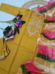 RICH LOOK VISCOSE CHANDERI SEQUENCE CODING EMBROIDERY WORK TOP BOTTOM WITH DUPATTA FESTIVE WEAR WHOLESALE PRICE ETHNIC GARMENT (7)
