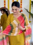 RICH LOOK VISCOSE CHANDERI SEQUENCE CODING EMBROIDERY WORK TOP BOTTOM WITH DUPATTA FESTIVE WEAR WHOLESALE PRICE ETHNIC GARMENT (7)