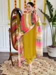 RICH LOOK VISCOSE CHANDERI SEQUENCE CODING EMBROIDERY WORK TOP BOTTOM WITH DUPATTA FESTIVE WEAR WHOLESALE PRICE ETHNIC GARMENT (7)