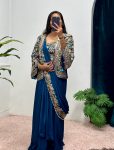 RICH LOOOK CHINON EMBROIDERY AND MOTI LACE BORDER WORK READY TO WEAR SAREE WITH BLOUSE AND KOTI PARTY WEAR WHOLESALE PRICE ETHNIC GARMENT (13)