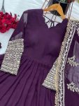 TRADITIONAL GEORGETTE EMBROIDERY SEQUENCE WORK GOWN BOTTOM WITH DUPATTA FESTIVE WEAR WHOLESALE PRICE ETHNIC GARMENT (5)