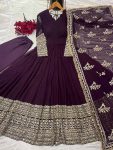 TRADITIONAL GEORGETTE EMBROIDERY SEQUENCE WORK GOWN BOTTOM WITH DUPATTA FESTIVE WEAR WHOLESALE PRICE ETHNIC GARMENT (5)