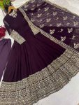 TRADITIONAL GEORGETTE EMBROIDERY SEQUENCE WORK GOWN BOTTOM WITH DUPATTA FESTIVE WEAR WHOLESALE PRICE ETHNIC GARMENT (5)