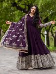 TRADITIONAL GEORGETTE EMBROIDERY SEQUENCE WORK GOWN BOTTOM WITH DUPATTA FESTIVE WEAR WHOLESALE PRICE ETHNIC GARMENT (5)