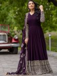 TRADITIONAL GEORGETTE EMBROIDERY SEQUENCE WORK GOWN BOTTOM WITH DUPATTA WINE