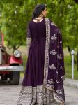 TRADITIONAL GEORGETTE EMBROIDERY SEQUENCE WORK GOWN BOTTOM WITH DUPATTA FESTIVE WEAR WHOLESALE PRICE ETHNIC GARMENT (5)