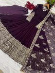 TRADITIONAL GEORGETTE EMBROIDERY SEQUENCE WORK GOWN BOTTOM WITH DUPATTA FESTIVE WEAR WHOLESALE PRICE ETHNIC GARMENT (5)
