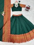 TRADITIONAL JACQUARD WEAVING WORK LEHENGA CHOLI WITH DUPATTA PARTY WEAR WHOLESALE PRICE ETHNIC GARMENT (3)