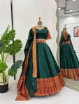 TRADITIONAL JACQUARD WEAVING WORK LEHENGA CHOLI WITH DUPATTA PARTY WEAR WHOLESALE PRICE ETHNIC GARMENT (3)