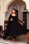 TRADITIONAL GEORGETTE LACE BORDER WITH HAND WORK GOWN BOTTOM WITH DUPATTA BLACK