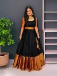 TRADITIONAL NARAYAN PETH COTTON ZARI WEAVING WORK ONLY GOWN BLACK