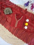 TRADITIONAL RANGOLI SILK HAND EMBROIDERY WORK GOWN WITH DUPATTA PARTY WEAR WHOLESALE PRICE ETHNIC GARMENT (6)